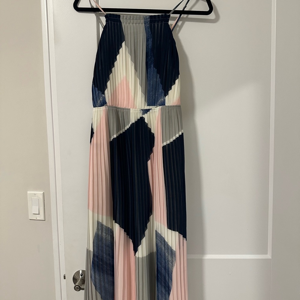 Geometric Pleated Midi Dress